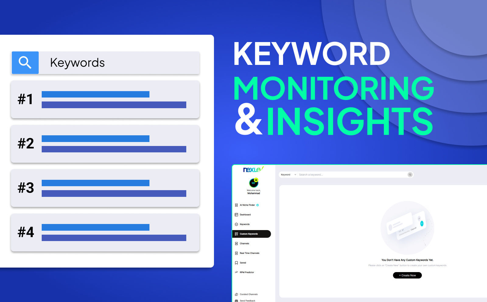 Keyword monitoring and insights In NexLev Niche Finder