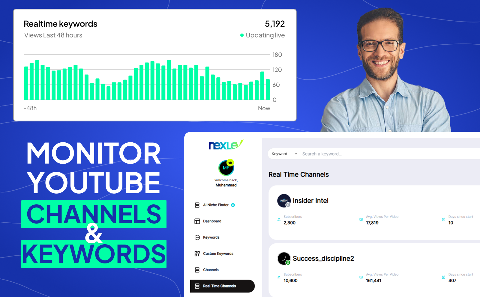 Monitor Youtube Channels and Keywords in Real-Time in NexLev Niche Finder